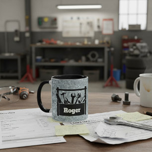 Galvanized metal with toolbox personalized mug