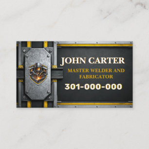 Galvanized Steel Yellow Welder Custom Logo QR Code Business Card