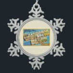 Galveston Beach Texas TX Vintage Travel Souvenir Snowflake Pewter Christmas Ornament<br><div class="desc">Galveston Beach,  Texas TX

A nostalgic,  vintage travel souvenir postcard image,  an authentic retro design. Greetings from the American Travelogue Virtual Touring Company!</div>