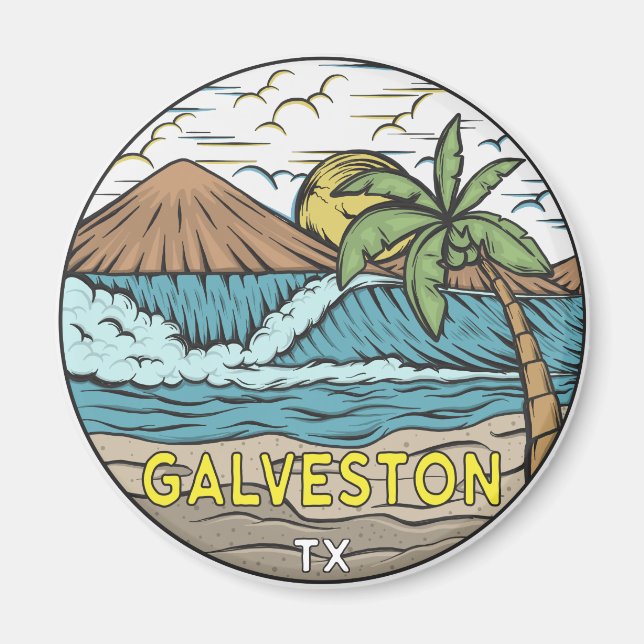 Galveston Beach Texas Vintage  Magnet (Front)