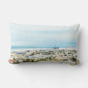 Galveston Coast, beach and city view Lumbar Pillow