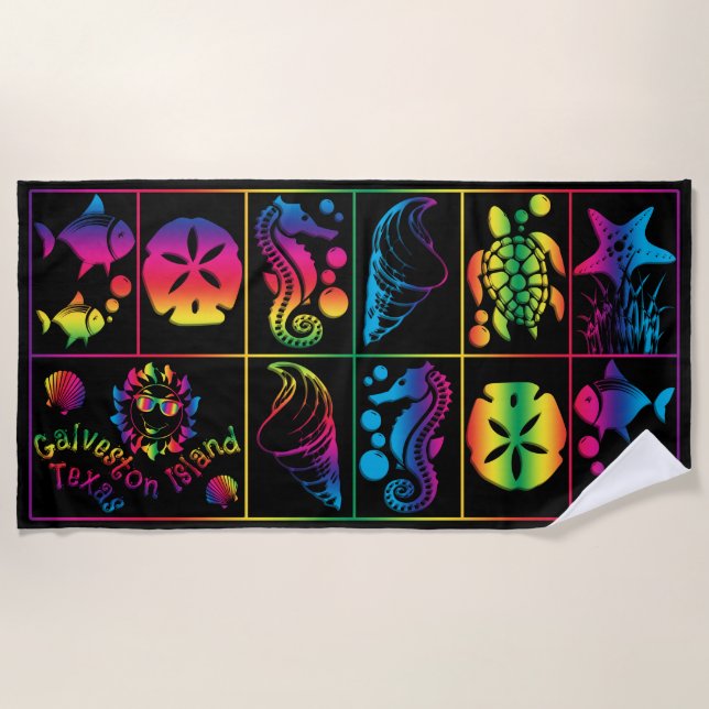 Galveston Colourful Beach Towel Design (Front)