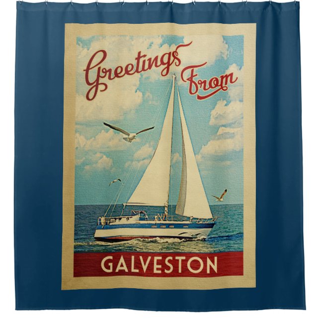 Galveston Douche rideau Voilier Vintage Texas (Devant)