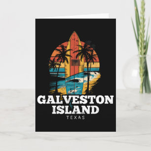 Galveston Island Beach Texas Surfboard Surfing Ret Card