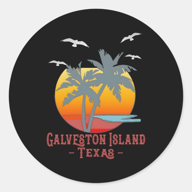 Galveston Island Texas Beach Classic Round Sticker (Front)