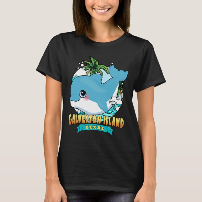 GALVESTON ISLAND TEXAS Cute Baby Dolphin Beach Sou T-Shirt (Front)