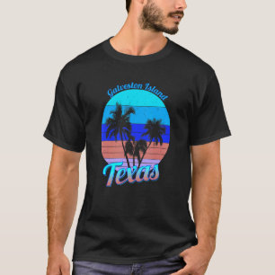 Galveston Island Texas Retro Tropical Palm Trees V T-Shirt