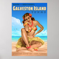 Galveston Island Texas Travel Poster Sea Eagle