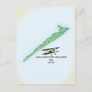 Galveston Island Texas USA map Postcard
