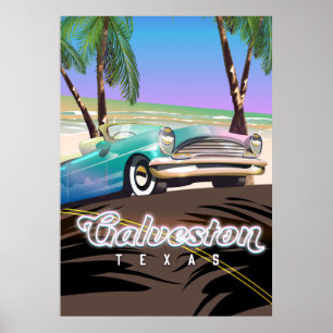 Galveston Island Texas USA map Poster