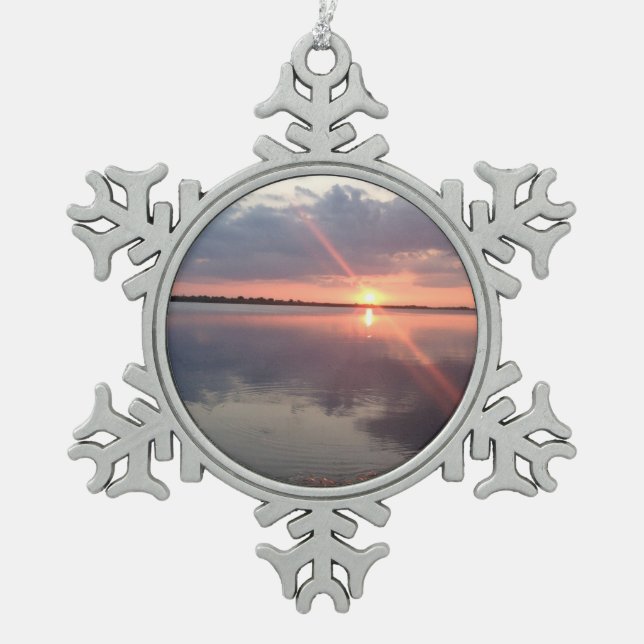 Galveston Sunset Snowflake Ornament (Front)