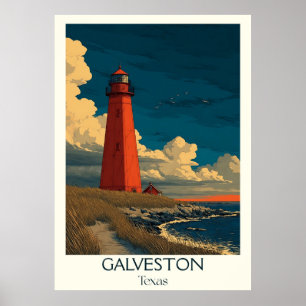 Galveston Texas Lighthouse Coast Poster