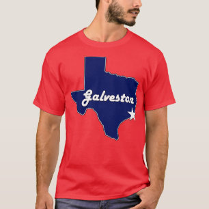 Galveston Texas Navy Blue Lone State Map Texan T-Shirt