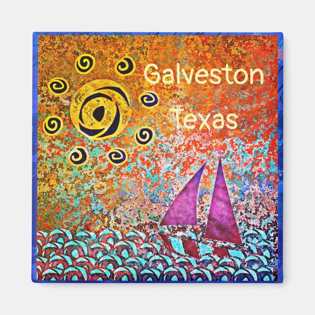 Galveston Texas Ocean Sailboat et Sun Magnet (Devant)