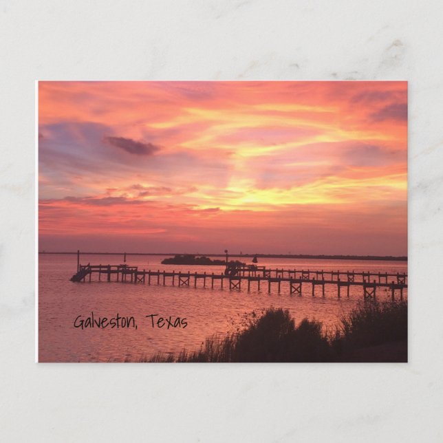 Galveston Texas Sunset Postcard (Front)
