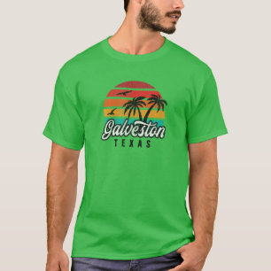GALVESTON TX, Galveston Texas Retro Sunset Design T-Shirt