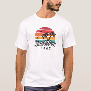 GALVESTON TX, Galveston Texas Retro Sunset Design T-Shirt