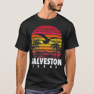 GALVESTON TX TEXAS Gift Beach Vintage Retro Sunset T-Shirt
