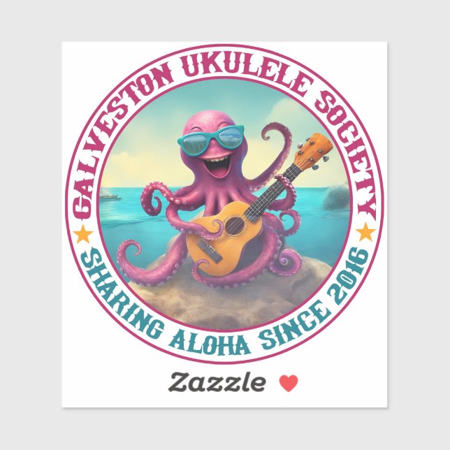 Galveston Ukulele Society GUS Round Vinyl Sticker (Sheet)