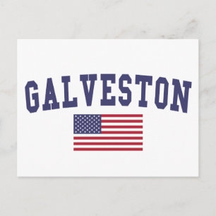 Galveston US Flag Postcard