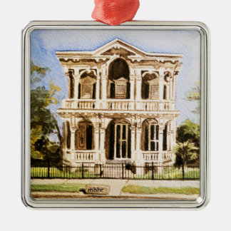 Galveston Watercolor, 1876 Lemeul Burr House Metal Ornament