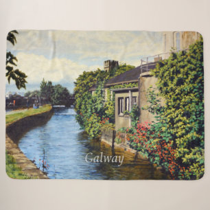 Galway City Ireland Scenic Canal View Sherpa Blanket