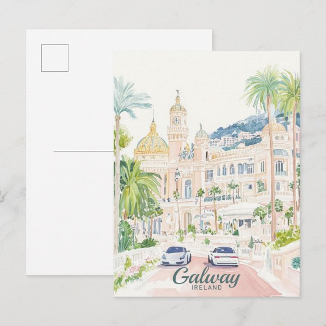 Galway Ireland Gouache Paint Illustration Travel Postcard (Front/Back)