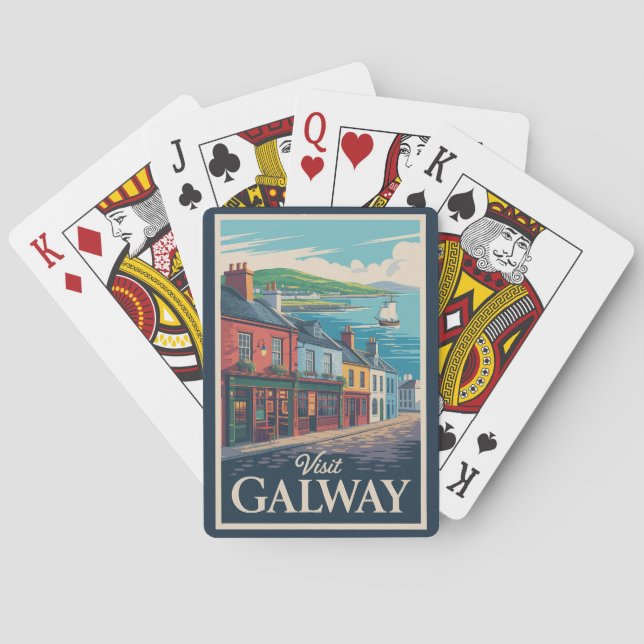 Galway Ireland Illustration Travel Art Vintage Playing Cards (Back)