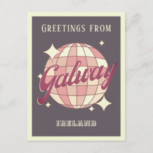 Galway Ireland Retro Vintage purple Postcard
