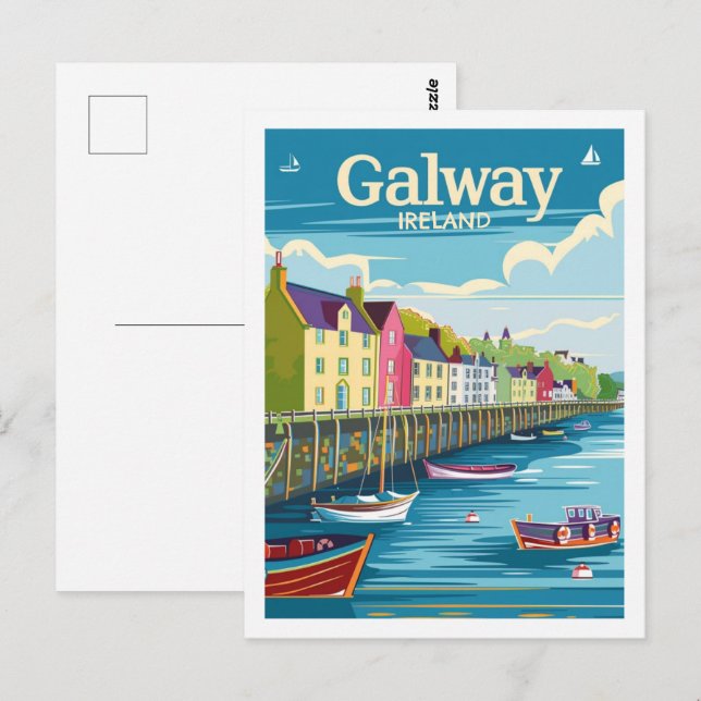 Galway Ireland Vintage Famous Travel Place Postcard (Front/Back)