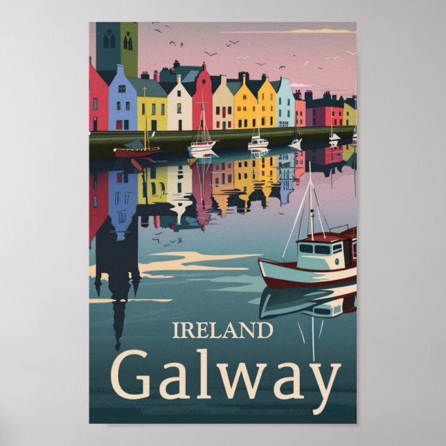 Galway Ireland Vintage Famous Travel Place Poster (Front)