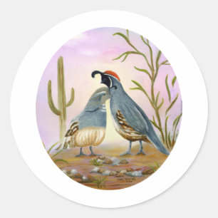 Gambel Quails Classic Round Sticker