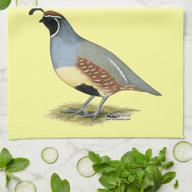 Gambel's Desert Quail Kitchen Towel (Folded)