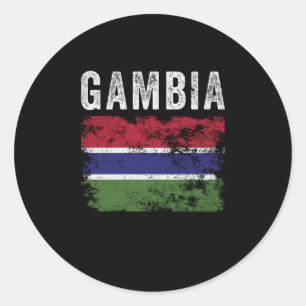 Gambia Flag Distressed - Gambian Flag Classic Round Sticker