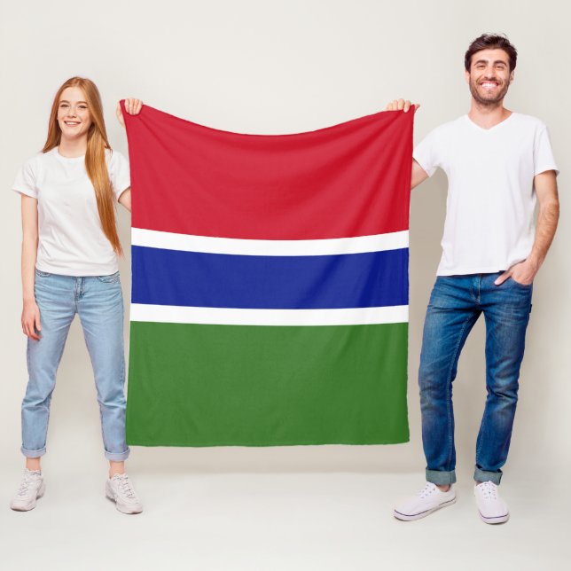 Gambia flag fleece blanket (In Situ)