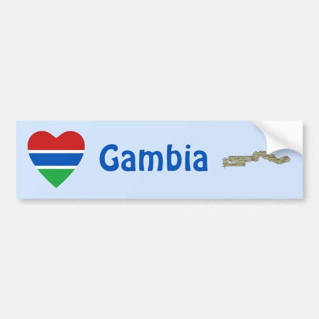 Gambia Flag Heart + Map Bumper Sticker (Front)