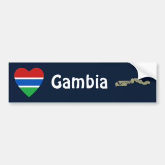 Gambia Flag Heart + Map Bumper Sticker