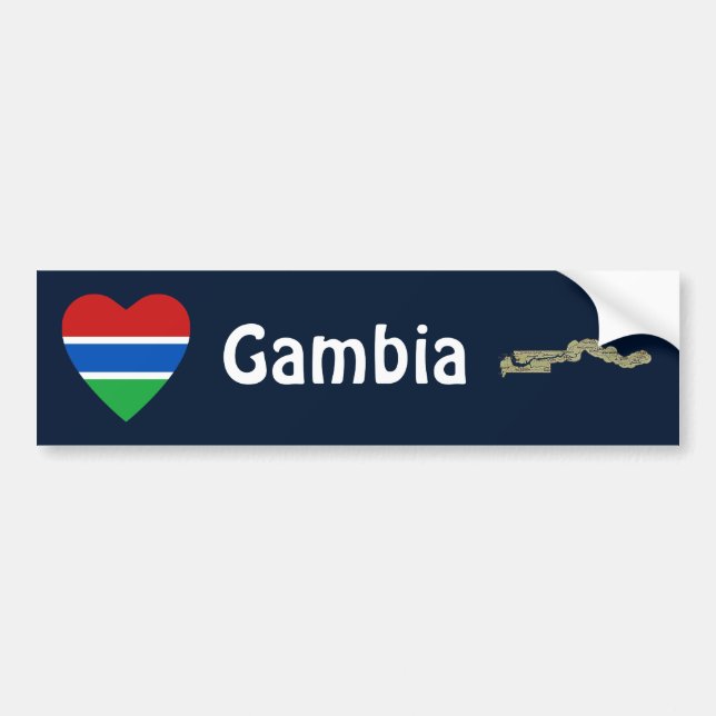 Gambia Flag Heart + Map Bumper Sticker (Front)