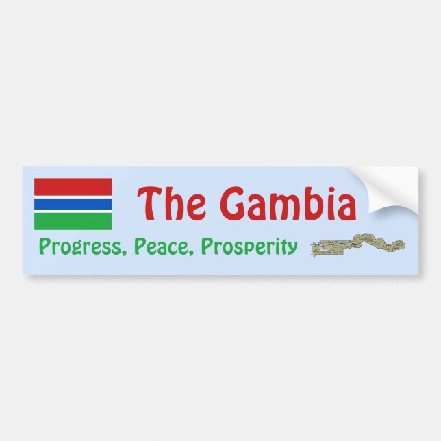 Gambia Flag + Map Bumper Sticker (Front)