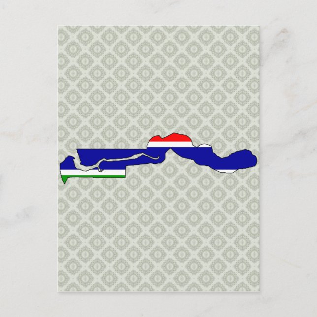 Gambia Flag Map full size Postcard (Front)