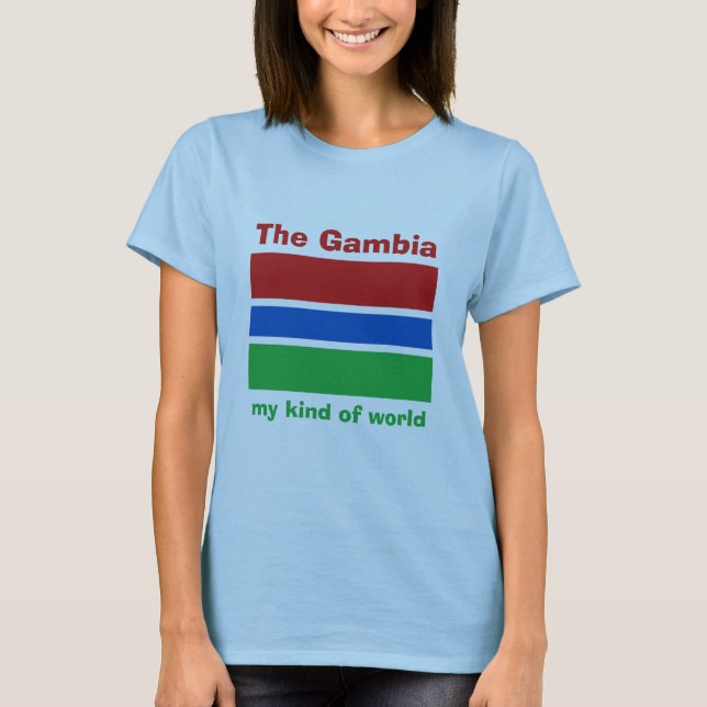 Gambia Flag + Map + Text T-Shirt (Front)