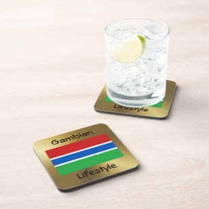 Gambia Flag+Text Coaster