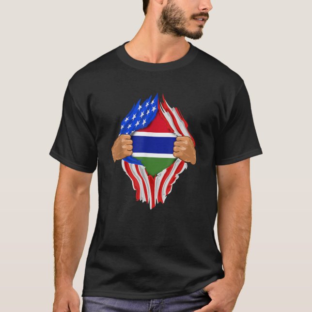 Gambian Blood Inside Me Gambia Flag Gift T-Shirt (Front)