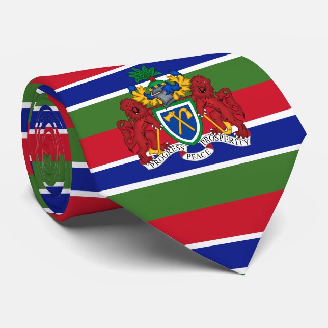 Gambian Flag & Coat of Arms, Flag of The Gambia  Tie (Rolled)