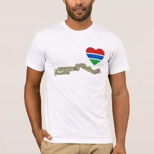 Gambie Drapeau Coeur et carte T-shirt