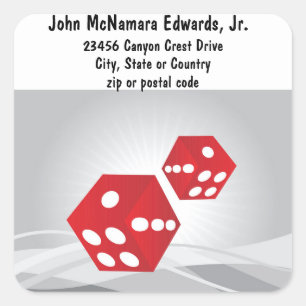 Gamble Red Dice on Silver Square Sticker