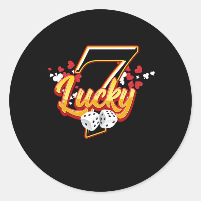 Gambler Casino Lucky 7 Seven Dice Game Gambling Classic Round Sticker (Front)