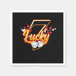 Gambler Casino Lucky 7 Seven Dice Game Gambling Napkin