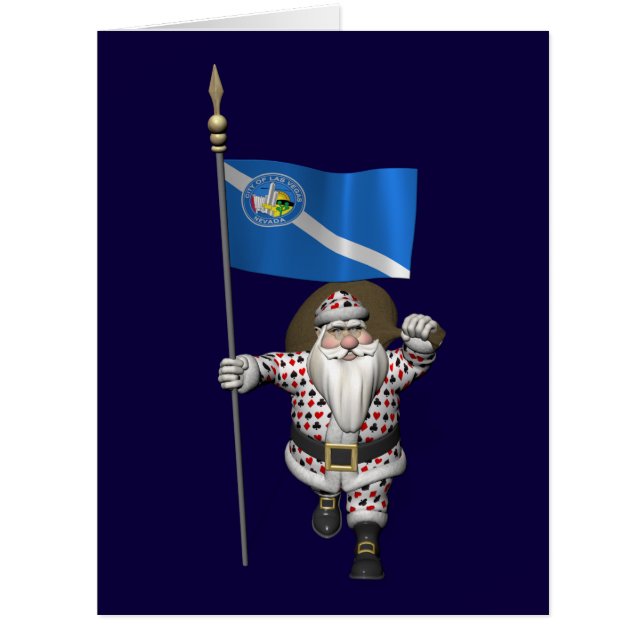 Gambler Santa Claus With Ensign Of Las Vegas (Front)