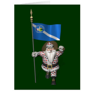 Gambler Santa Claus With Ensign Of Las Vegas